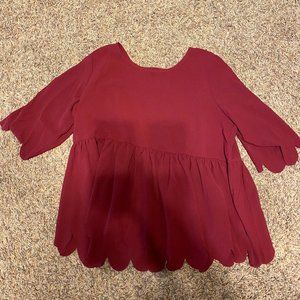 Maroon Scalloped Blouse Size XL